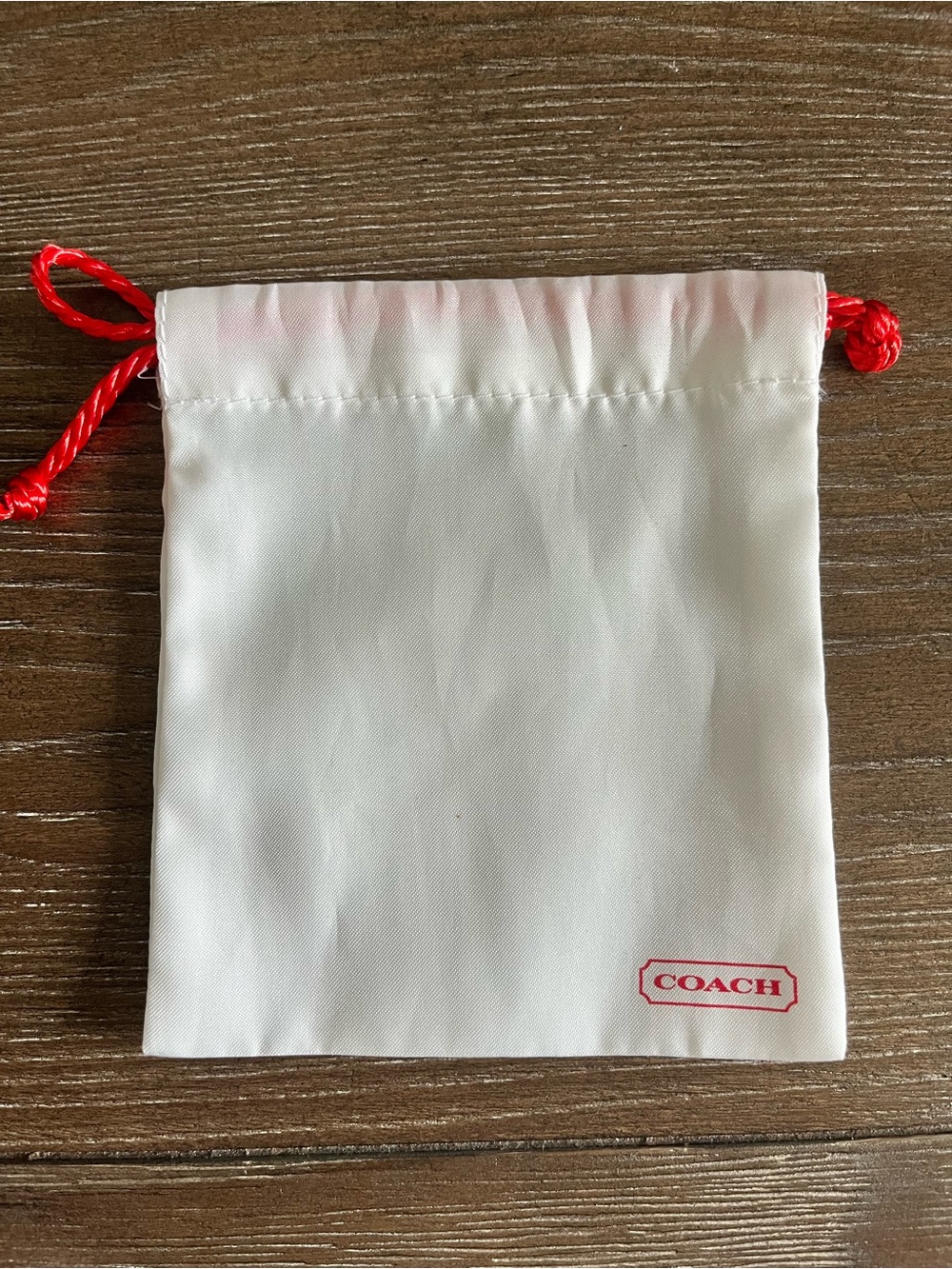 Coach White Drawstring Pouch with Red Trim
